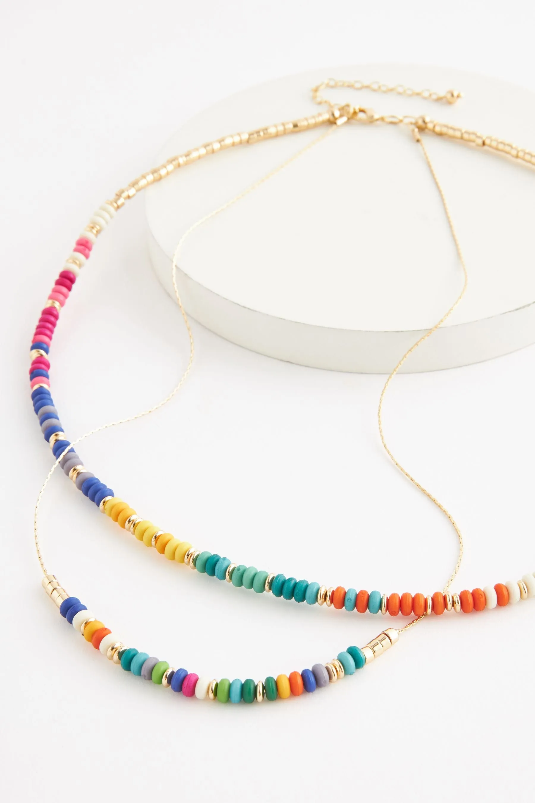 Multicolore  - Collana lunga a due fili con perline