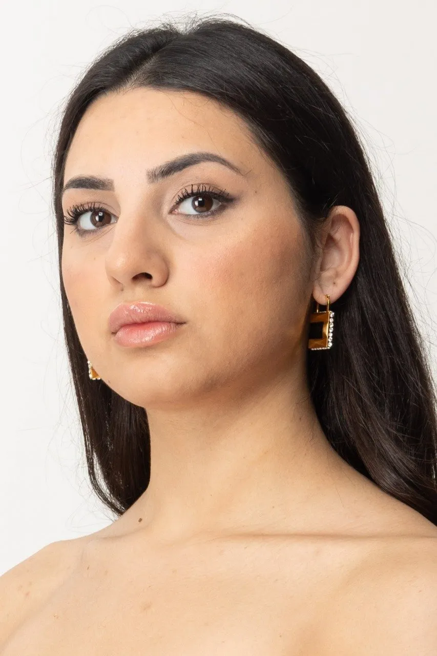 Orecchini logo con strass Oro Giallo