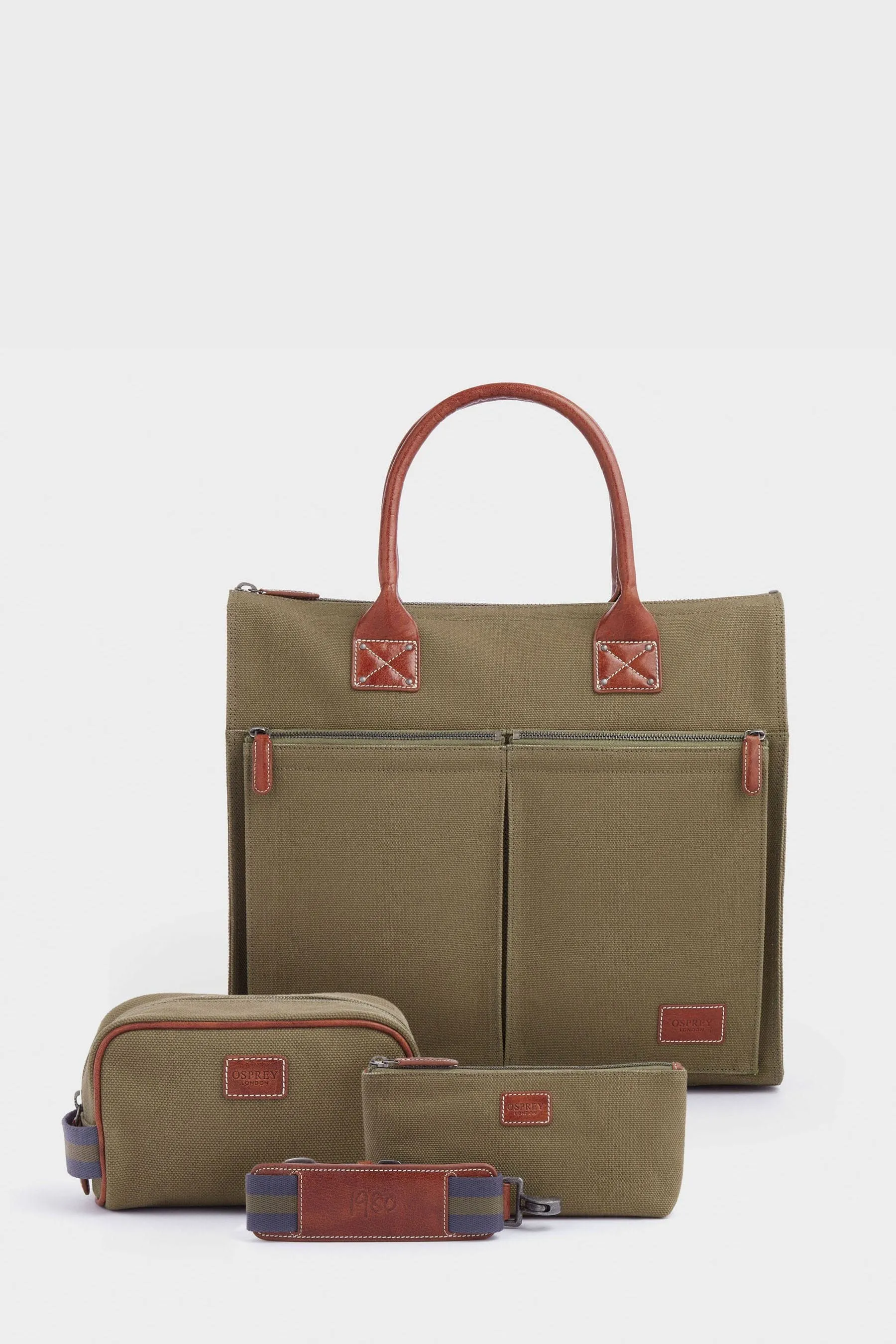 OSPREY LONDON - The Maverick - Borsa in pelle con beauty-case