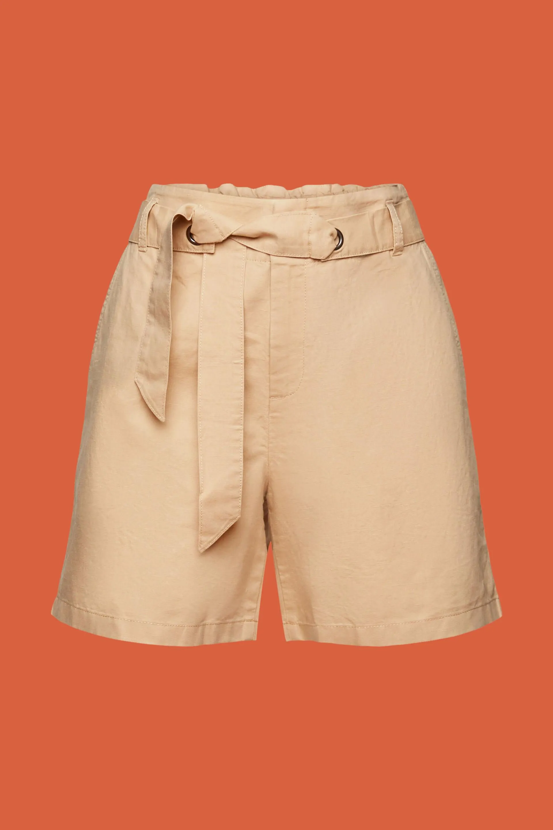 Pantaloncini con cintura da annodare, misto cotone e lino