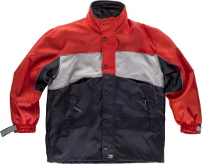 Parka staccabile tricolore, con fodera interna in pile e profili riflettenti Rosso Grigio Nero