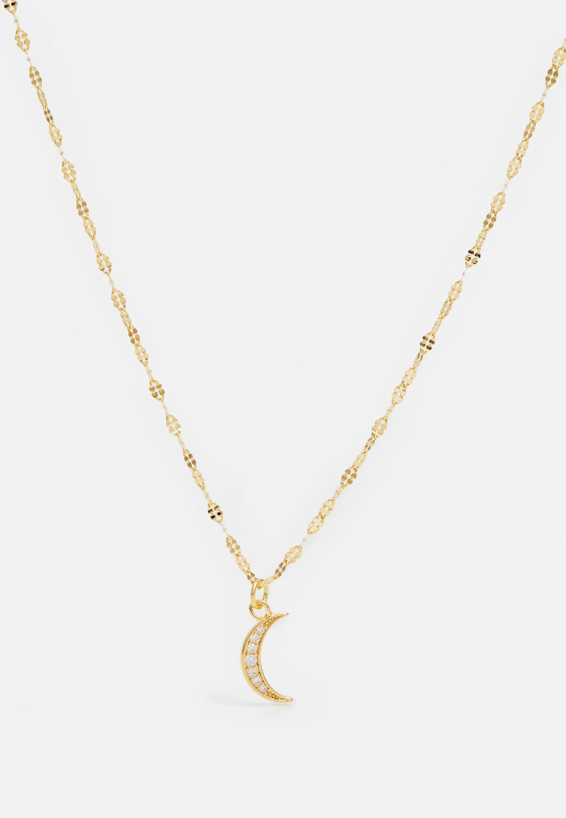PAVE MOON CHARM NECKLACE - Collana