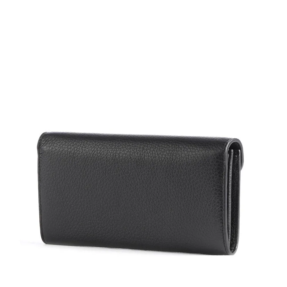 Portafoglio Donna Coccinelle in Pelle Martellata Colore Nero Linea Beat Soft Misura Grande