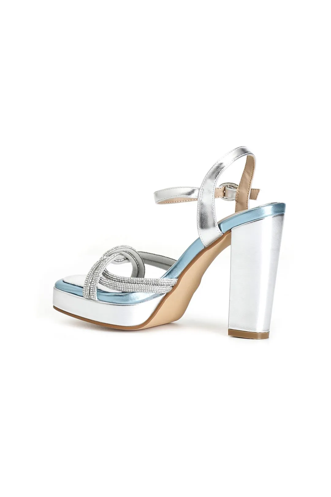 sandalo gilda con strass argento