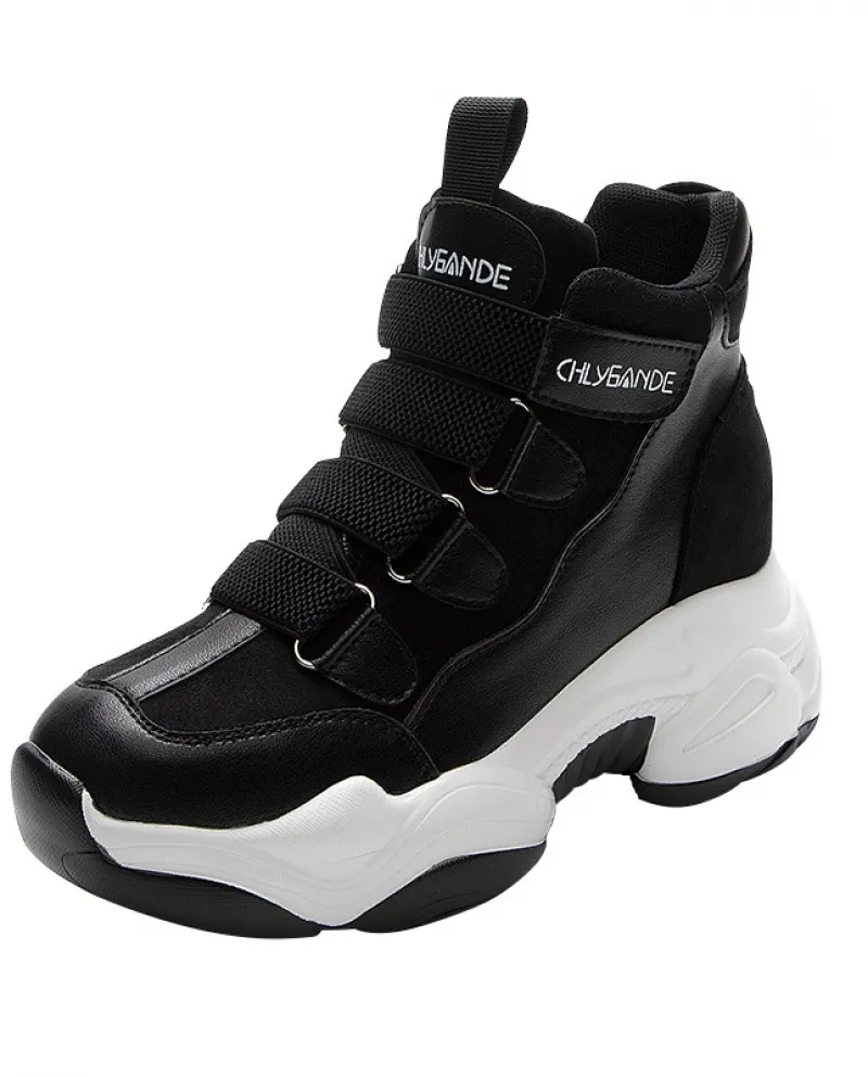 Scarpe casual da donna con fondo spesso e tacco a zeppa