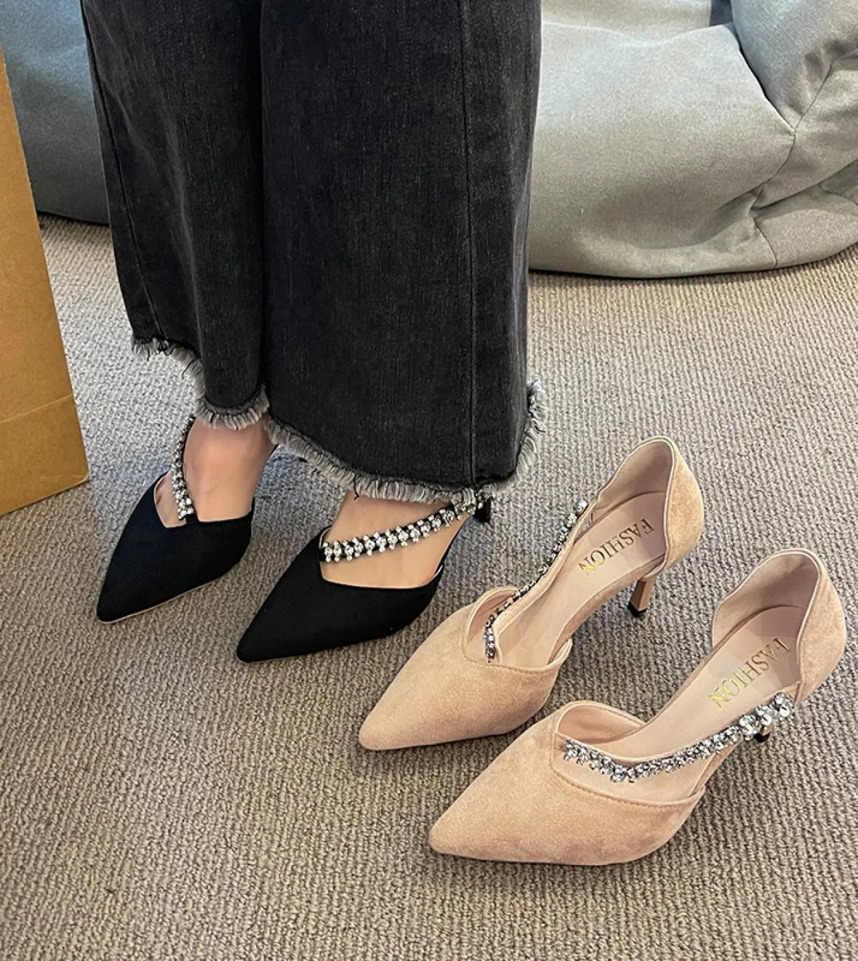Scarpe con tacco alto da donna Scarpe da ufficio comode blu carine con tacco alto 2023 Lady Fashion Sweet Spring Slip On High He