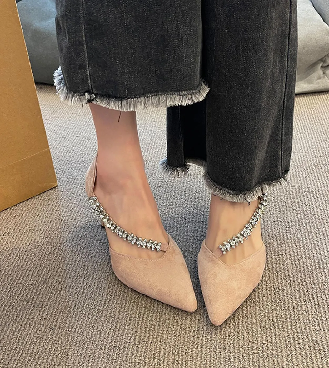 Scarpe con tacco alto da donna Scarpe da ufficio comode blu carine con tacco alto 2023 Lady Fashion Sweet Spring Slip On High He