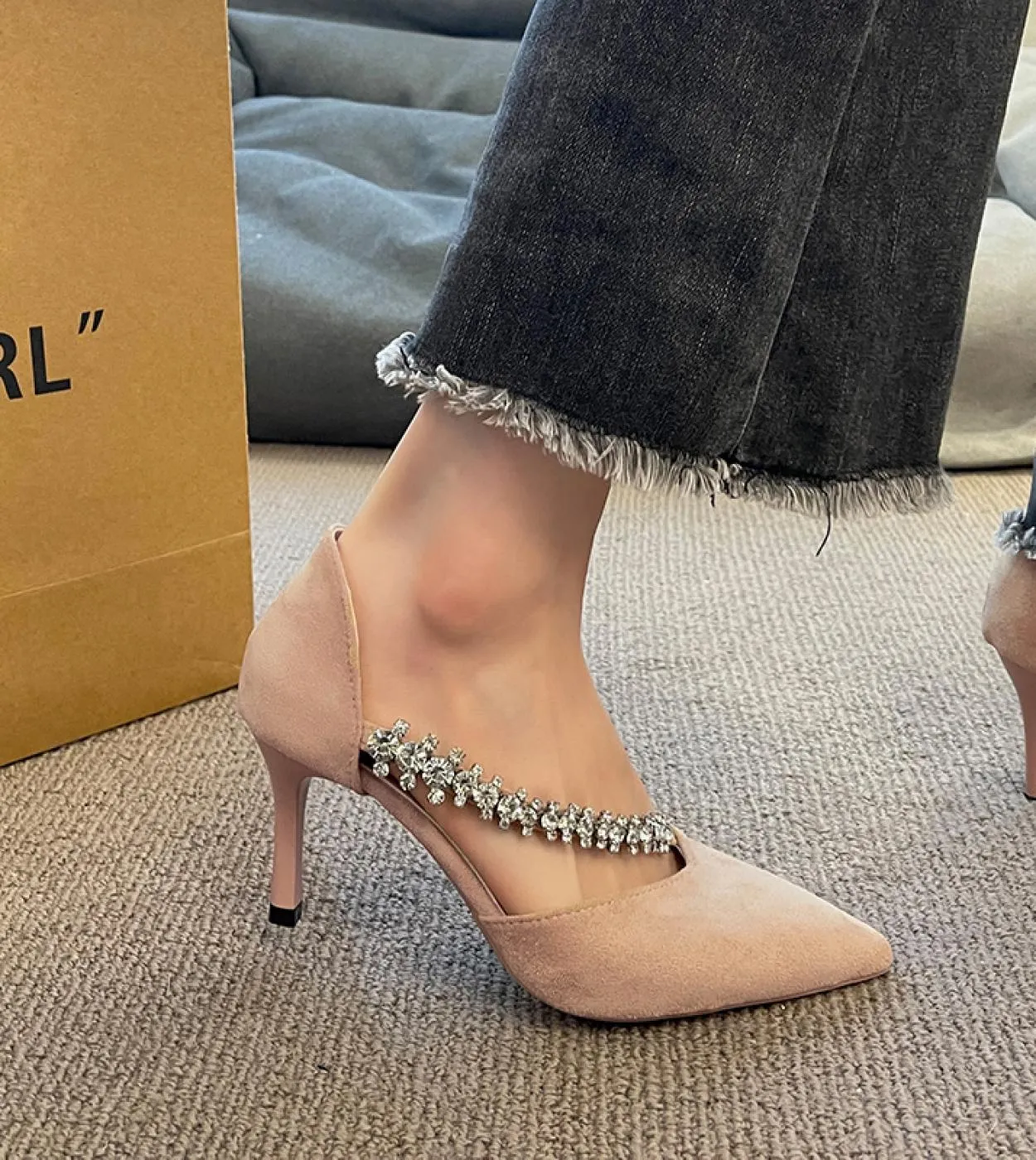 Scarpe con tacco alto da donna Scarpe da ufficio comode blu carine con tacco alto 2023 Lady Fashion Sweet Spring Slip On High He
