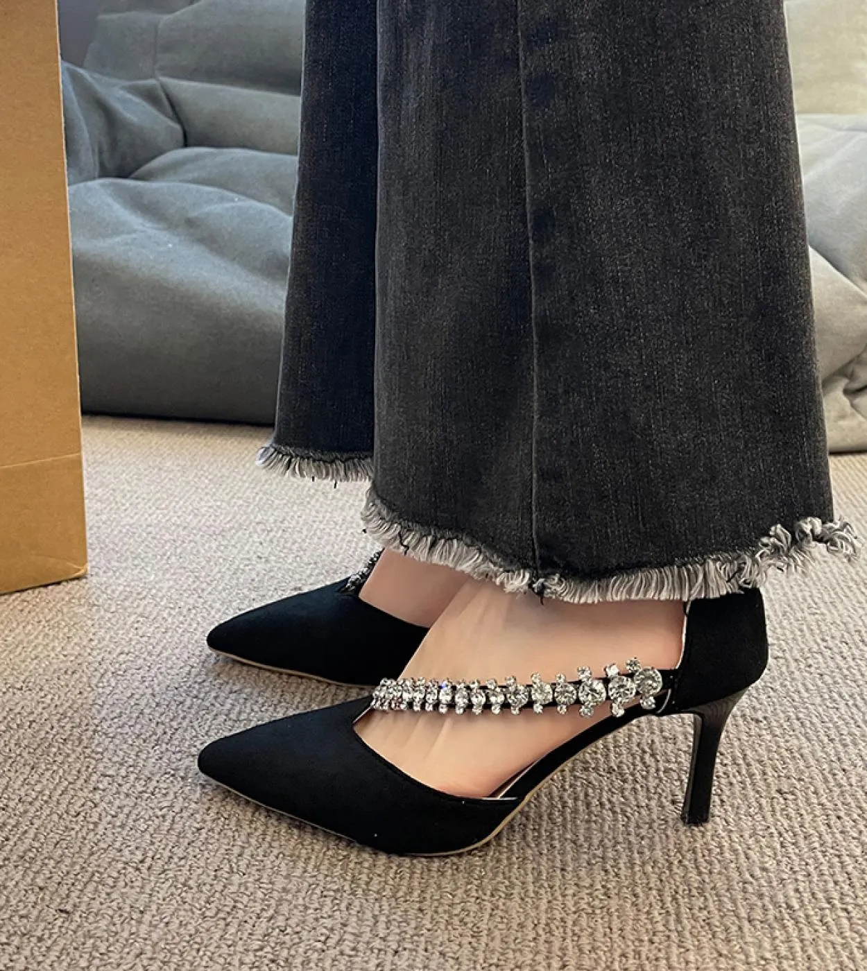 Scarpe con tacco alto da donna Scarpe da ufficio comode blu carine con tacco alto 2023 Lady Fashion Sweet Spring Slip On High He