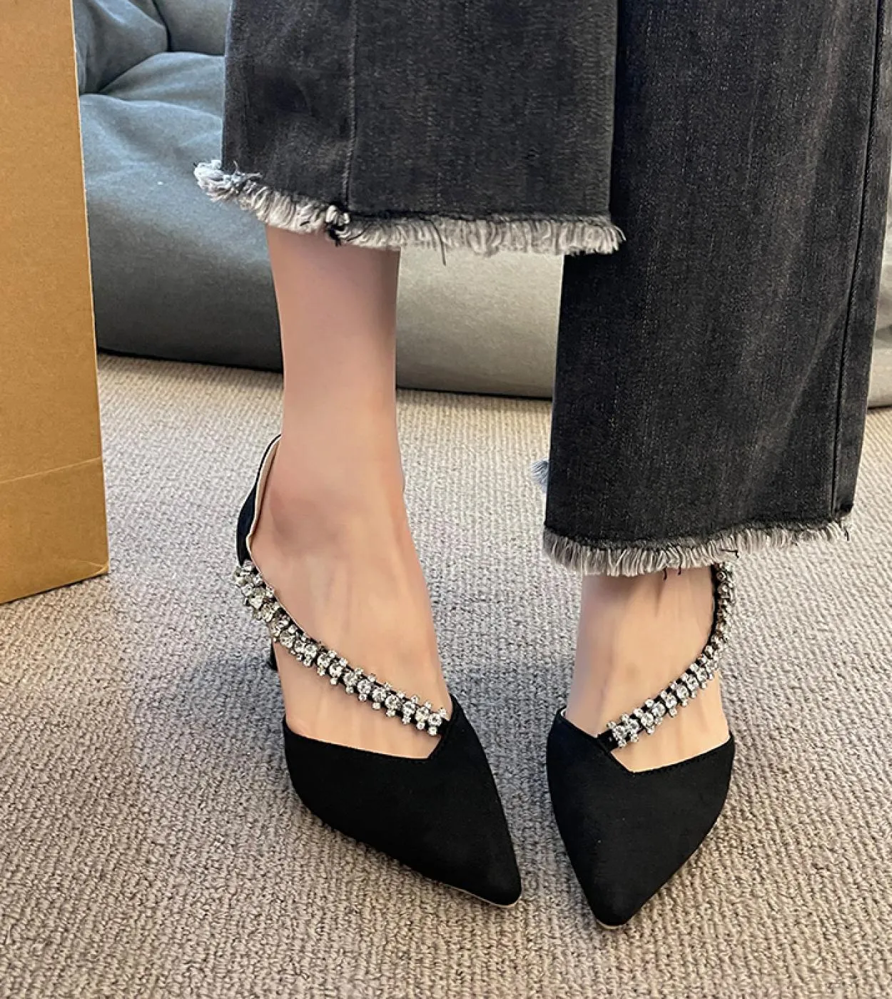 Scarpe con tacco alto da donna Scarpe da ufficio comode blu carine con tacco alto 2023 Lady Fashion Sweet Spring Slip On High He