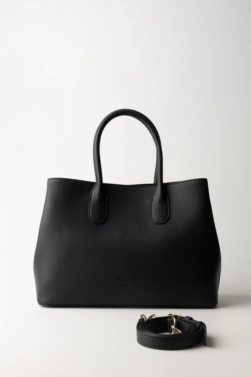 Shopping bag in pelle martellata Black/Light Gold