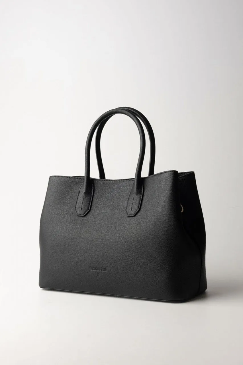 Shopping bag in pelle martellata Black/Light Gold