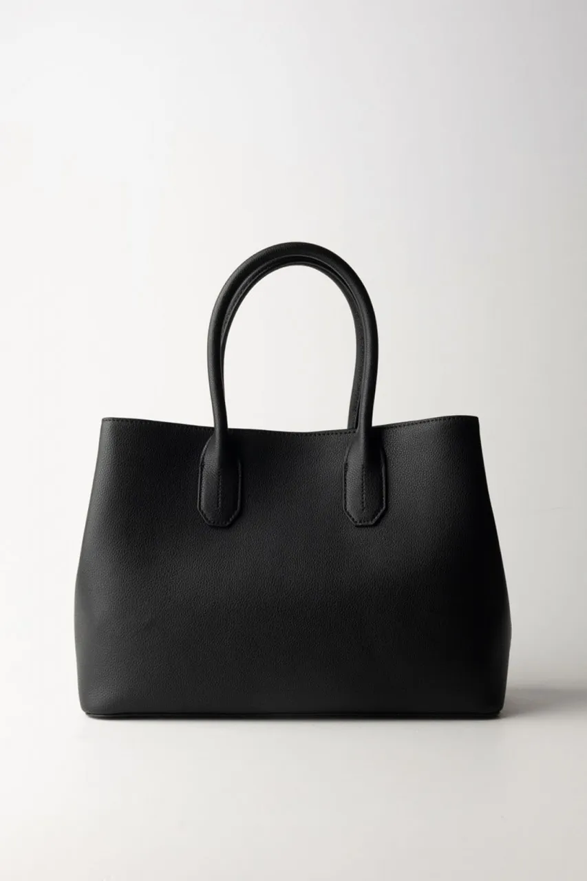 Shopping bag in pelle martellata Black/Light Gold