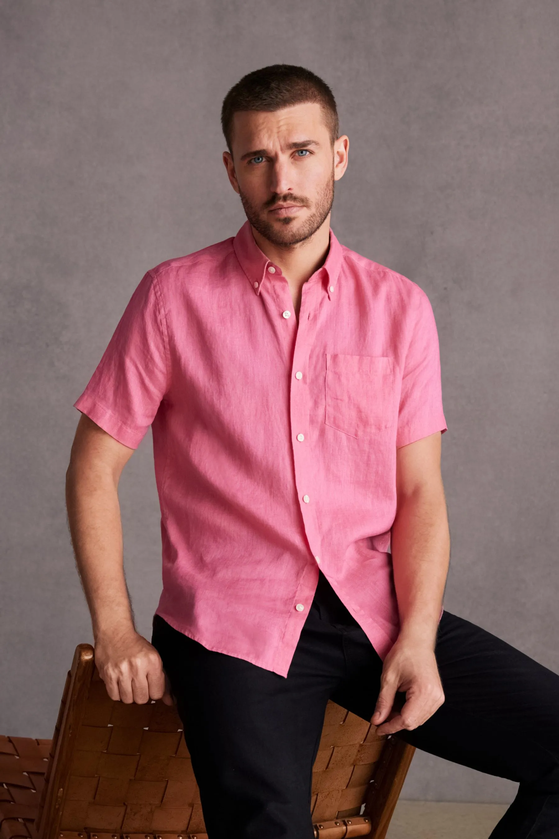 Signature - 100% Camicia in Manica corta lino