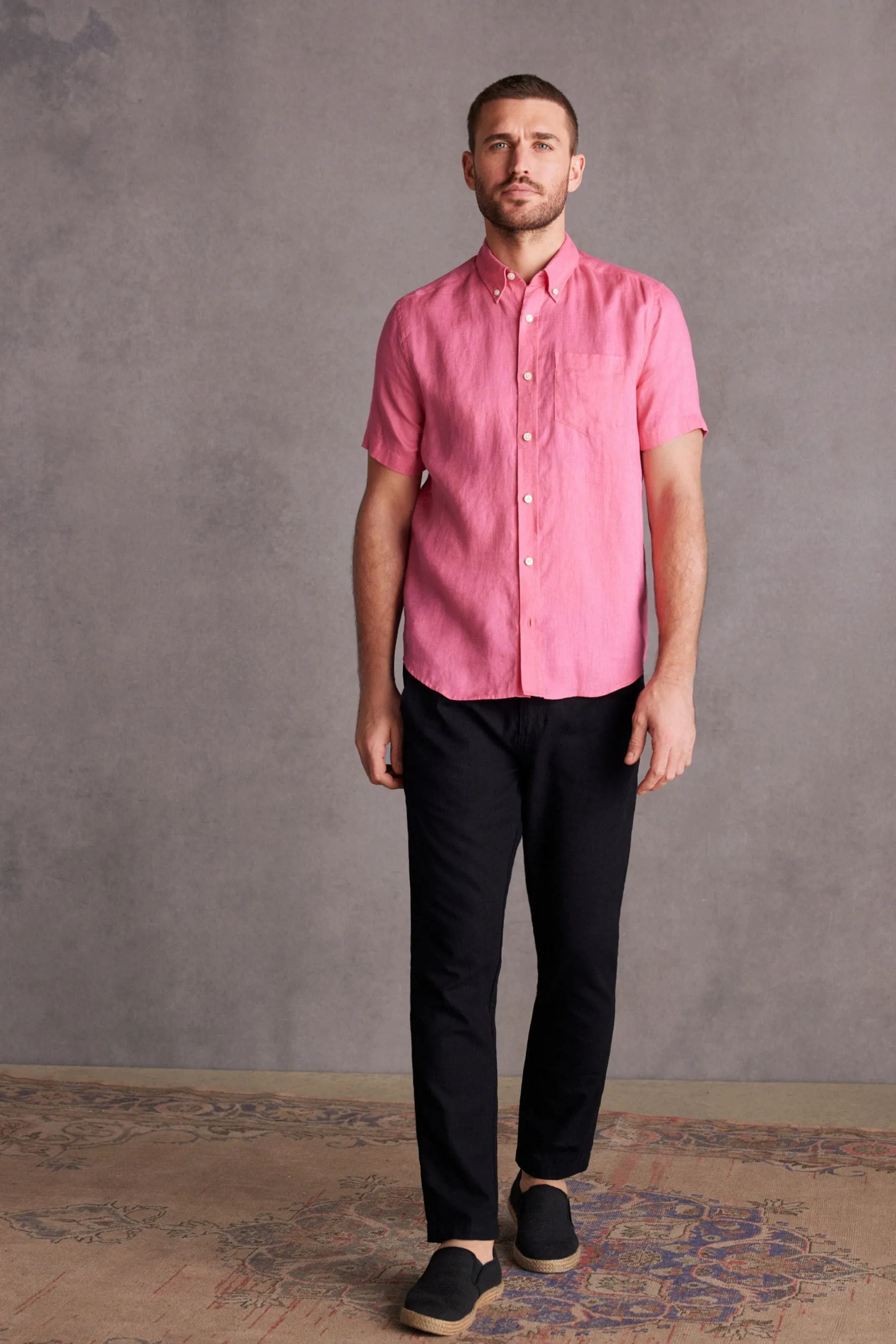 Signature - 100% Camicia in Manica corta lino