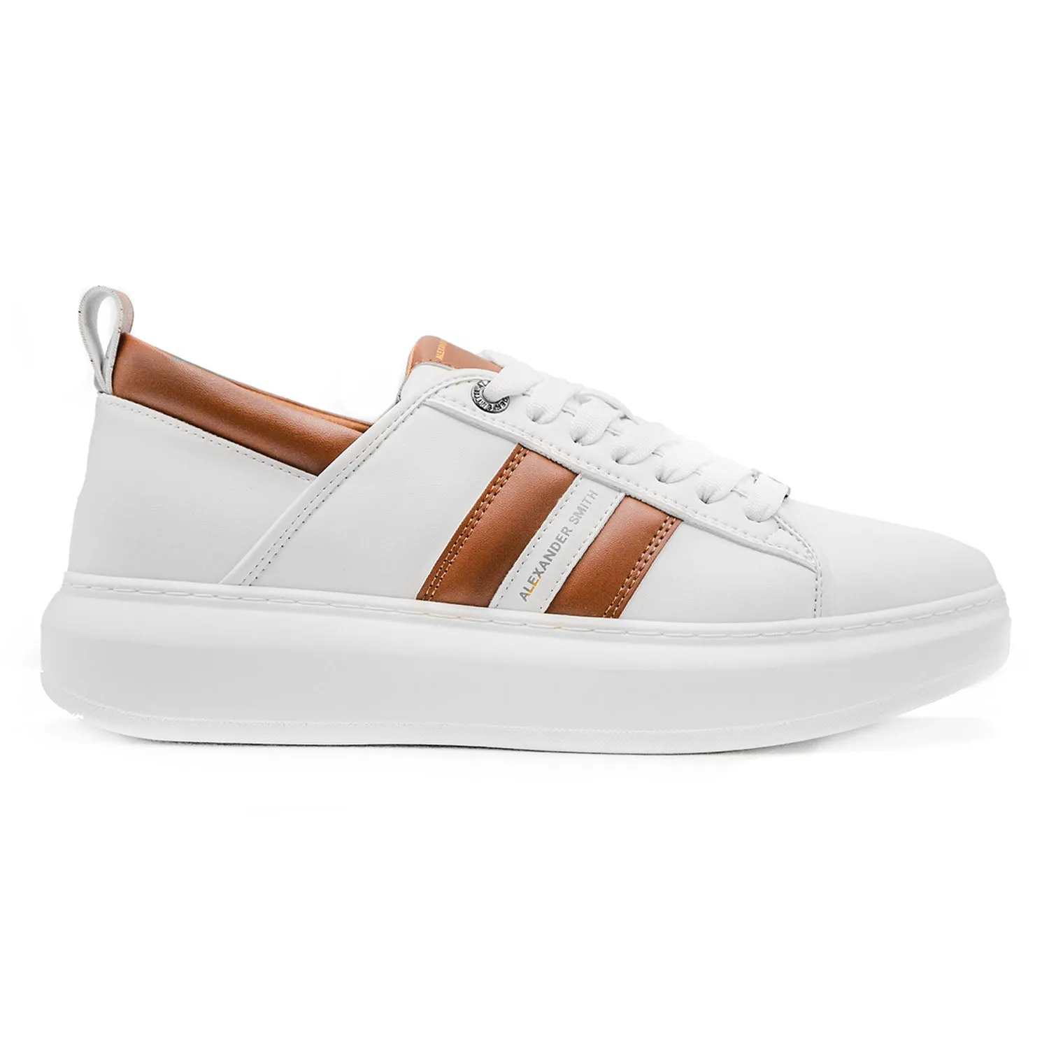Sneakers Alexander Smith Uomo Eco-Wembley Bianco Dettagli Cognac