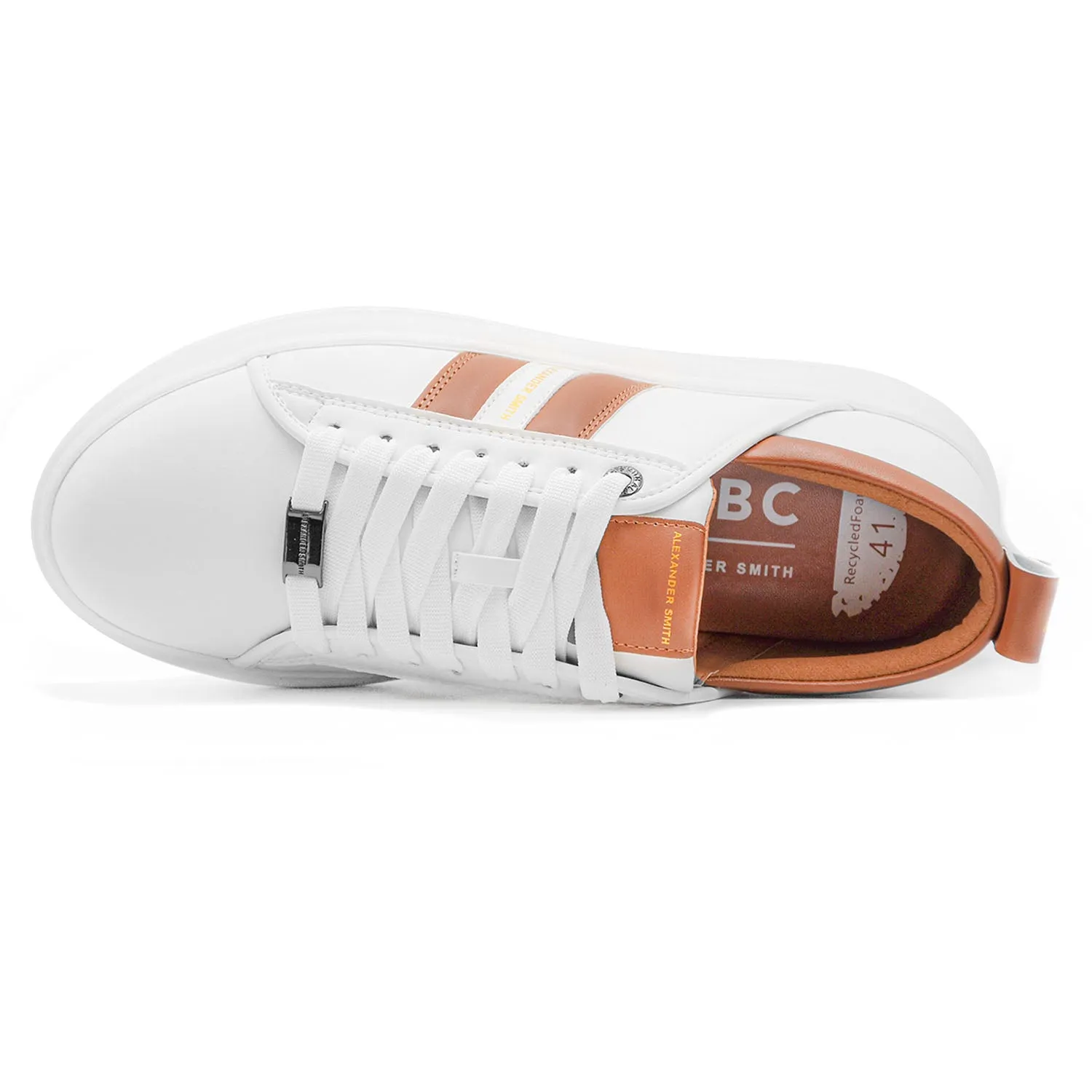Sneakers Alexander Smith Uomo Eco-Wembley Bianco Dettagli Cognac