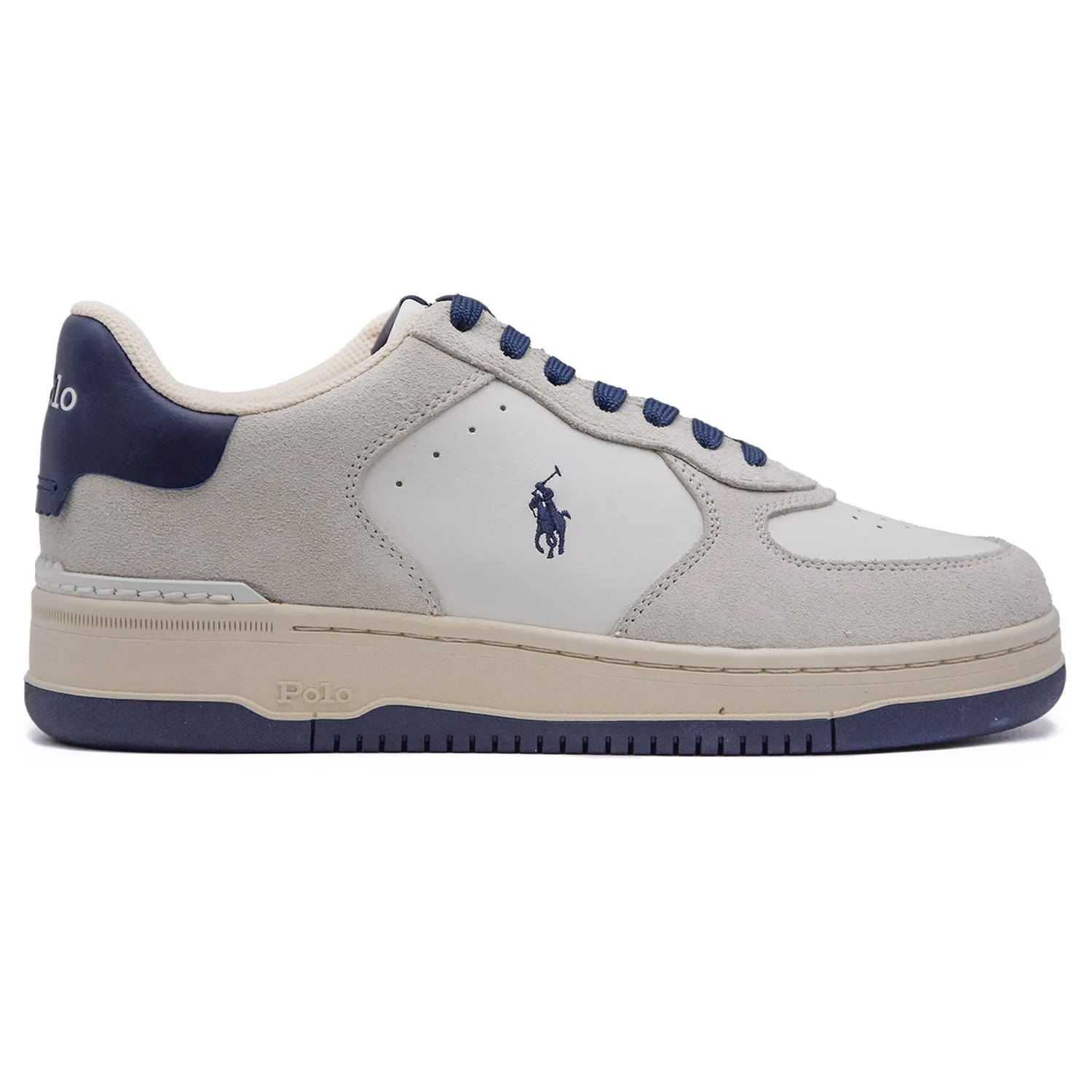Sneakers Polo Ralph Lauren Uomo Bianco Contrafforte In Camoscio