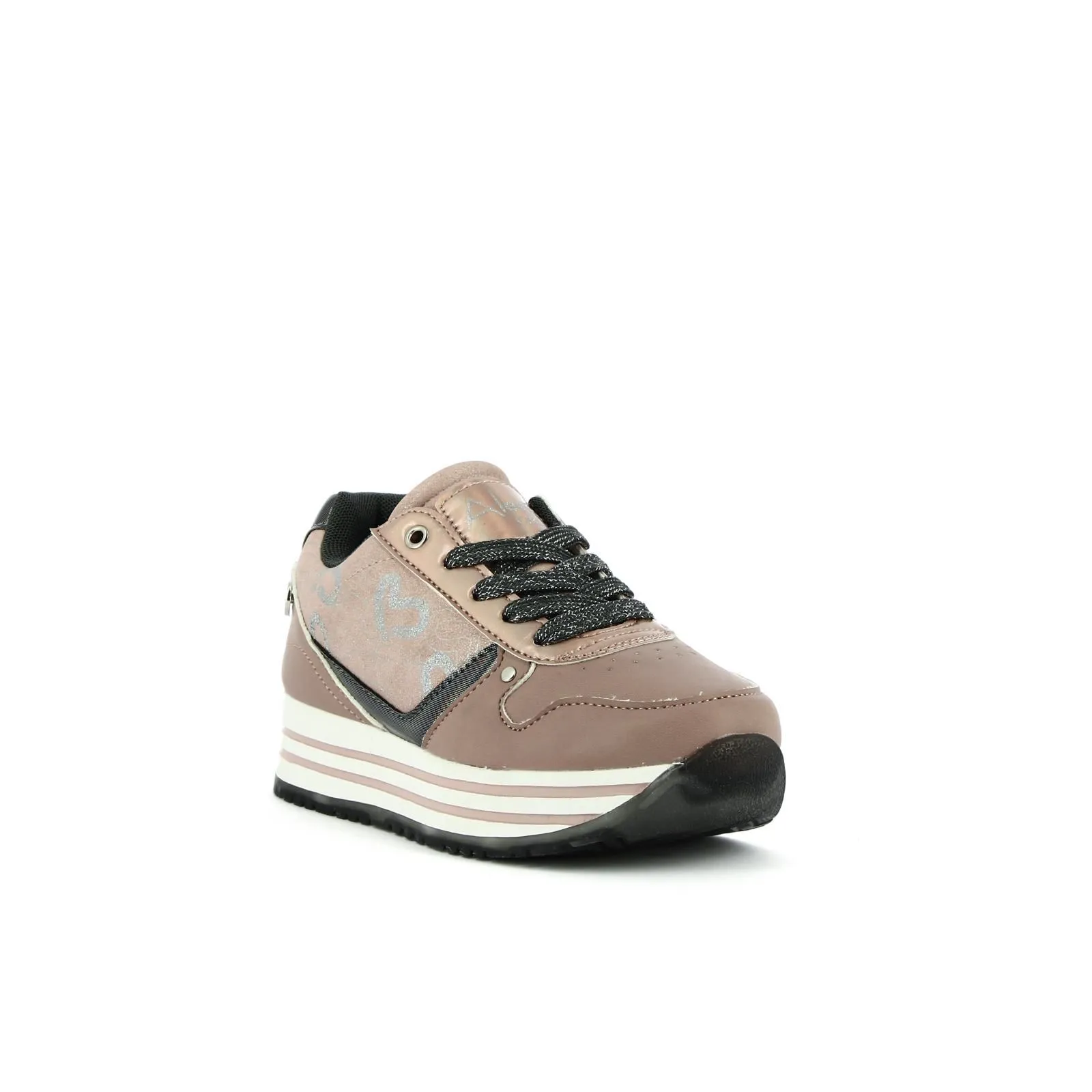 Sneakers rosa con platform e lacci