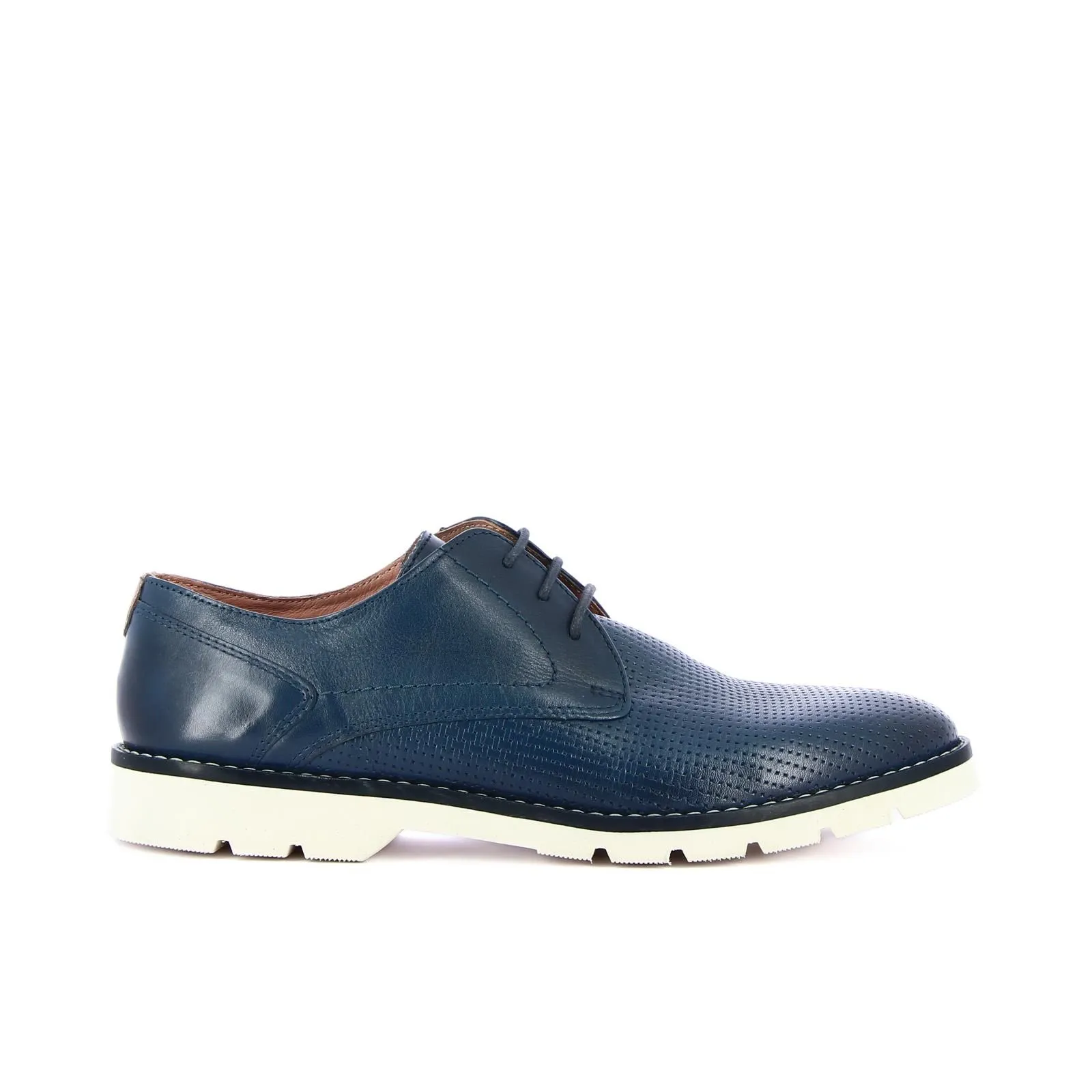 Stringate blu in pelle con lacci