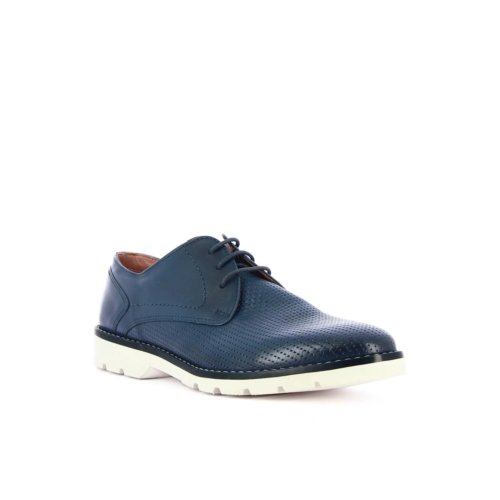 Stringate blu in pelle con lacci