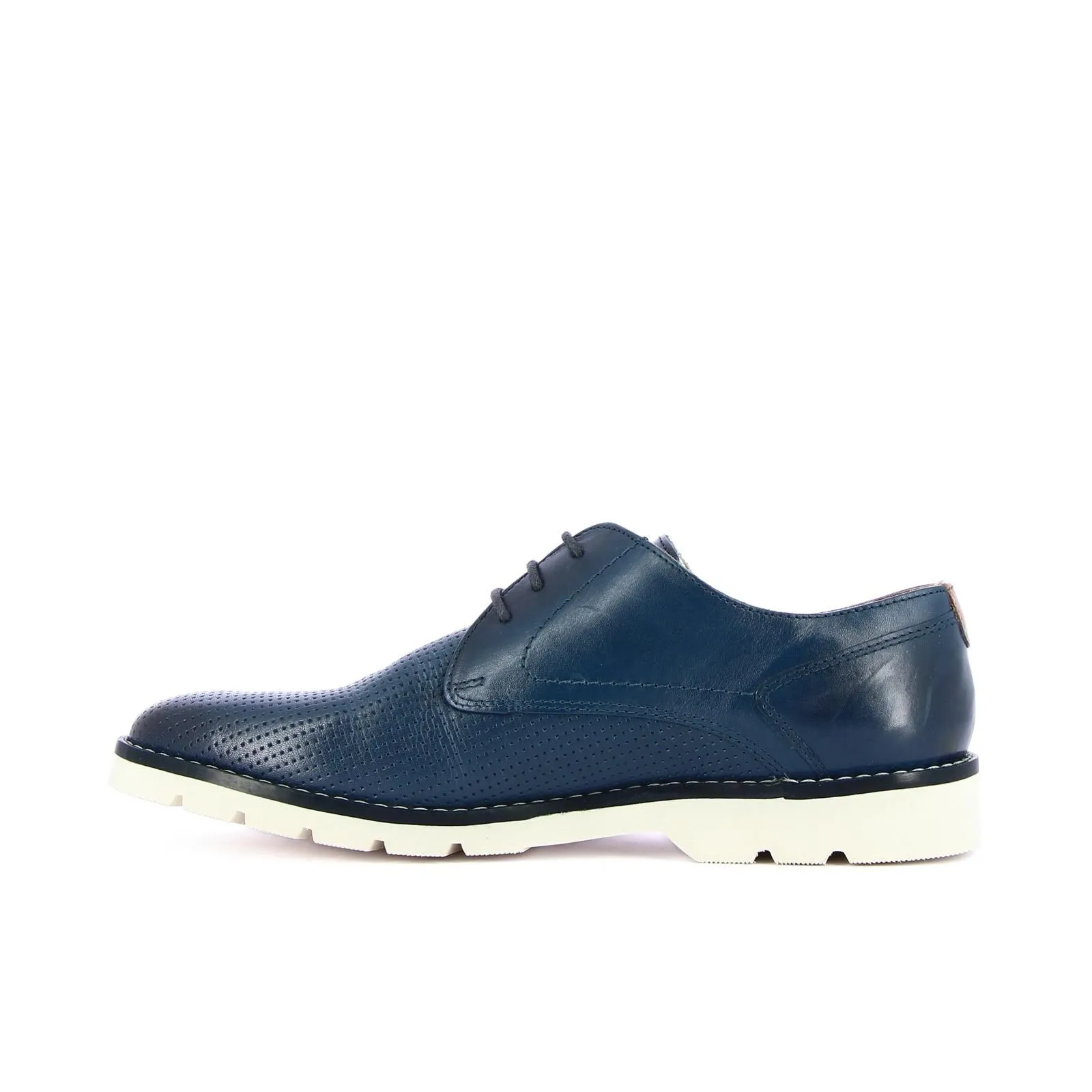 Stringate blu in pelle con lacci