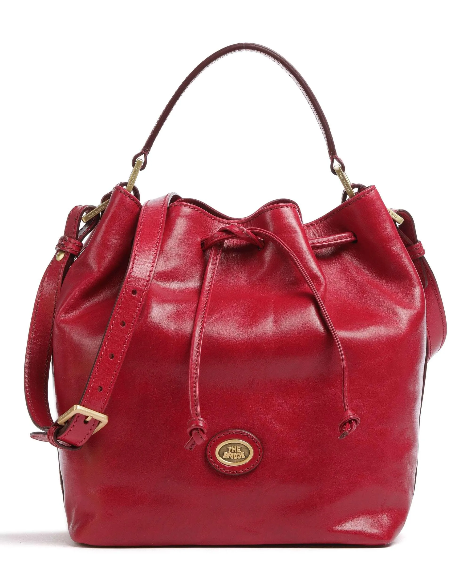  The Bridge Story Donna Borsa a secchiello pelle a grana fine rosso  