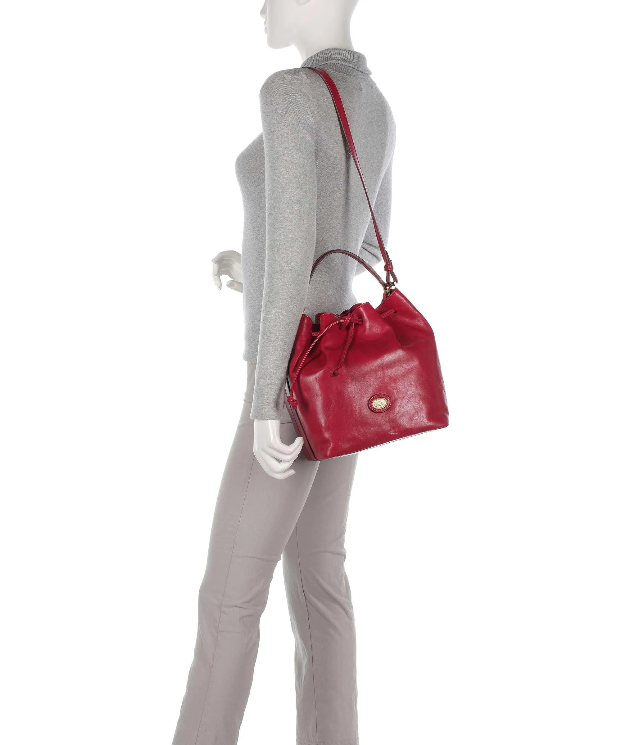  The Bridge Story Donna Borsa a secchiello pelle a grana fine rosso  