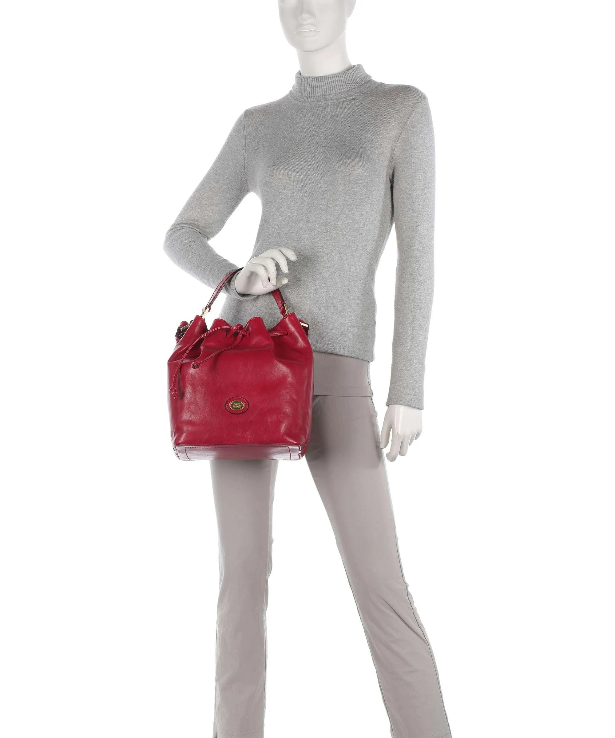  The Bridge Story Donna Borsa a secchiello pelle a grana fine rosso  