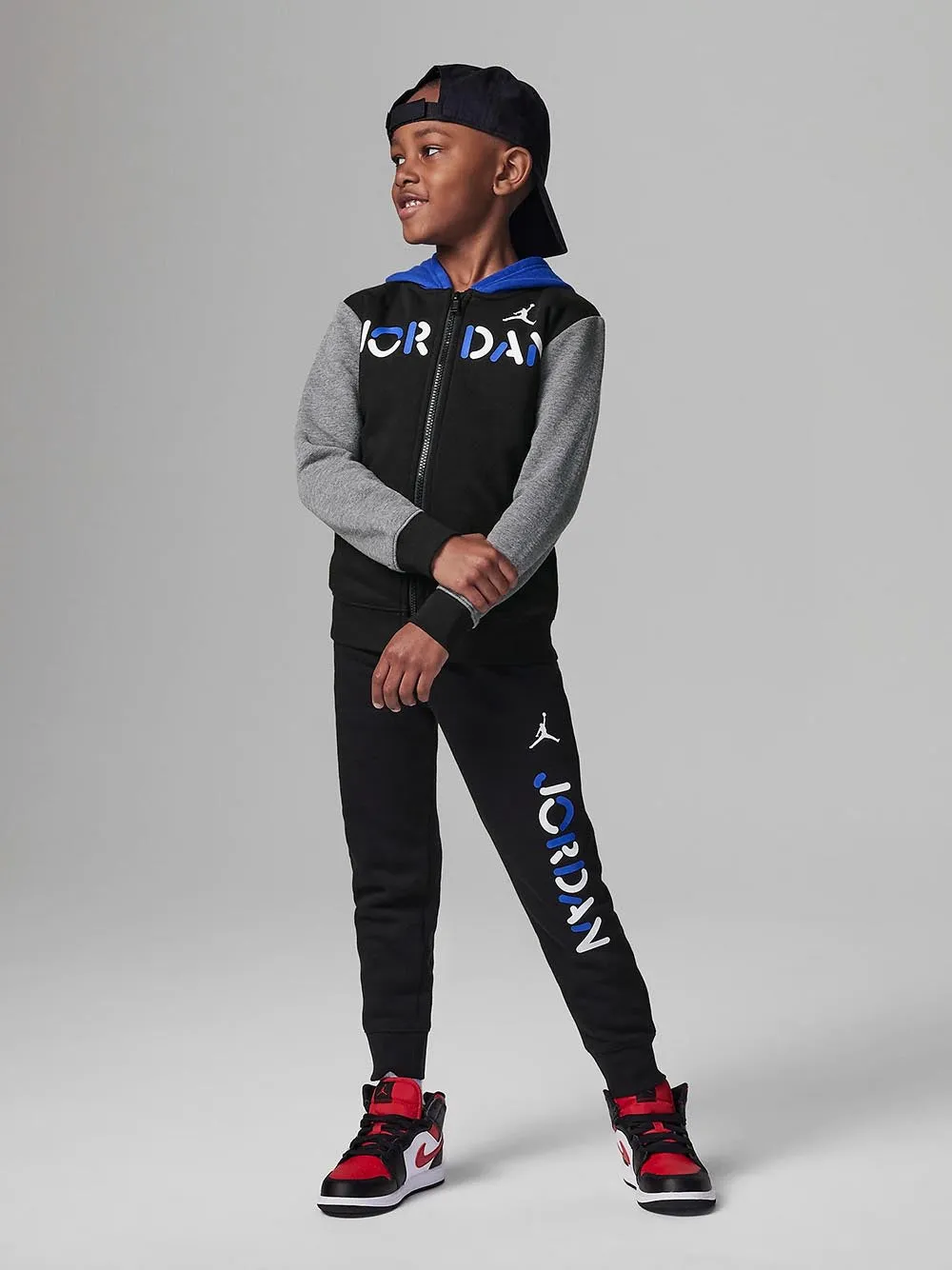 Tuta Jordan da bambino 2/7 anni in felpa nero-royal Lil Camp Art:85C641-023