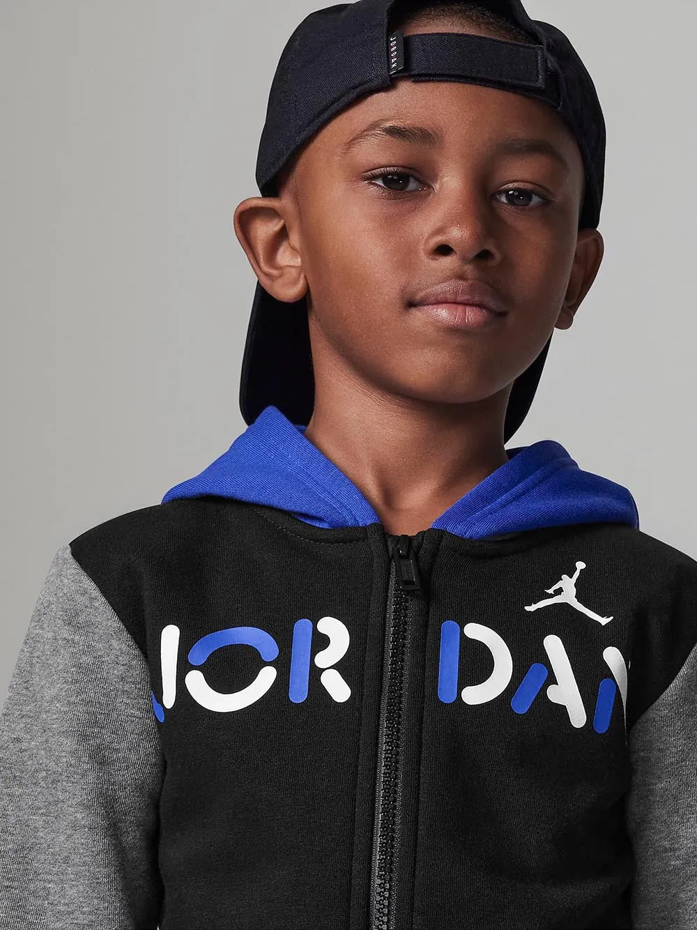 Tuta Jordan da bambino 2/7 anni in felpa nero-royal Lil Camp Art:85C641-023