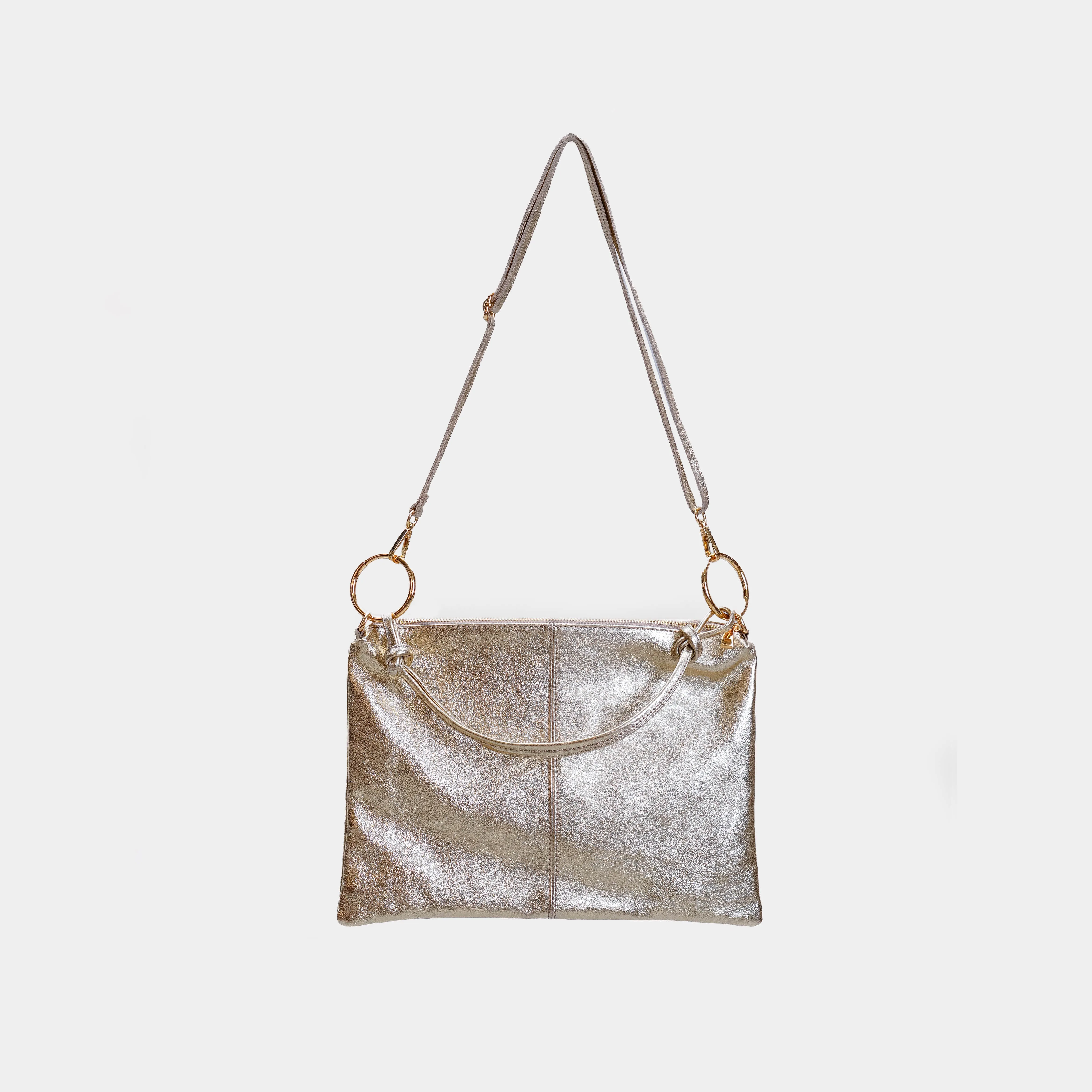 W by Whitemood-Borsa a spalla in pelle laminata - oro